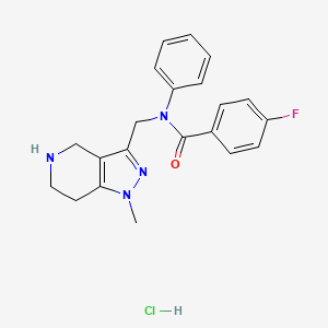 B1397003 4-fluoro-N-[(1-methyl-4,5,6,7-tetrahydro-1H-pyrazolo[4,3-c]pyridin-3-yl)methyl]-N-phenylbenzamide hydrochloride CAS No. 1354550-85-8