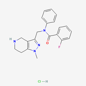 molecular formula C21H22ClFN4O B1397004 2-Fluoro-N-((1-methyl-4,5,6,7-tetrahydro-1H-pyrazolo[4,3-c]pyridin-3-yl)methyl)-N-phenylbenzamide hydrochloride CAS No. 1354550-73-4