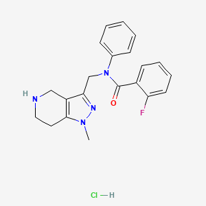 molecular formula C21H22ClFN4O B1397004 2-fluoro-N-[(1-methyl-4,5,6,7-tetrahydro-1H-pyrazolo[4,3-c]pyridin-3-yl)methyl]-N-phenylbenzamide hydrochloride CAS No. 1354550-73-4