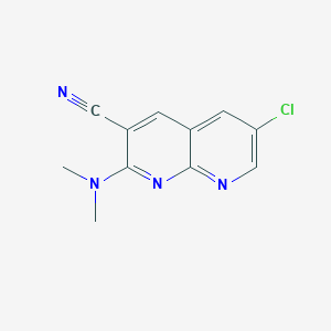 molecular formula C11H9ClN4 B1397015 6-Chloro-2-(dimethylamino)-1,8-naphthyridine-3-carbonitrile CAS No. 1335220-61-5