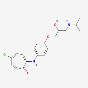 molecular formula C19H23ClN2O3 B13970151 5-Chloro-2-(4-(2-hydroxy-3-(isopropylamino)propoxy)anilino)-2,4,6-cycloheptatrien-1-one CAS No. 38767-87-2
