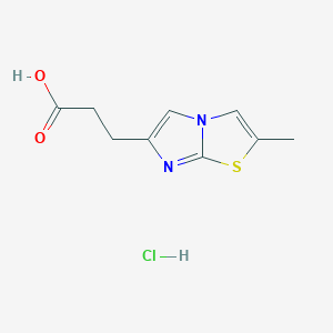 molecular formula C9H11ClN2O2S B1397031 3-(2-Methylimidazo[2,1-b]thiazol-6-yl)propanoic acid hydrochloride CAS No. 1187830-75-6