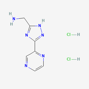 molecular formula C7H10Cl2N6 B1397037 [(5-Pyrazin-2-yl-4H-1,2,4-triazol-3-yl)methyl]-amine dihydrochloride CAS No. 1332531-61-9