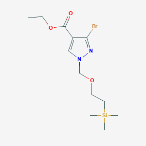 molecular formula C12H21BrN2O3Si B13970509 Ethyl 3-bromo-1-((2-(trimethylsilyl)ethoxy)methyl)-1H-pyrazole-4-carboxylate 