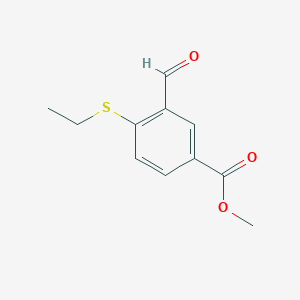 molecular formula C11H12O3S B13970585 Methyl 4-(ethylthio)-3-formylbenzoate 