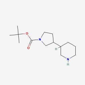 molecular formula C14H26N2O2 B1397083 Tert-butyl 3-(piperidin-3-YL)pyrrolidine-1-carboxylate CAS No. 874218-25-4
