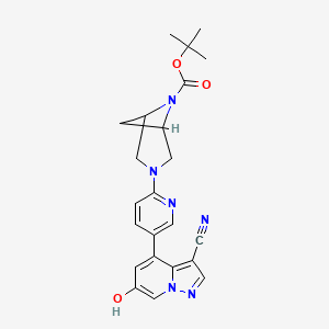 molecular formula C23H24N6O3 B13970991 tert-Butyl 3-(5-(3-cyano-6-hydroxypyrazolo[1,5-a]pyridin-4-yl)pyridin-2-yl)-3,6-diazabicyclo[3.1.1]heptane-6-carboxylate 