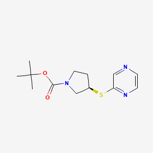 molecular formula C13H19N3O2S B13971079 (R)-3-(Pyrazin-2-ylsulfanyl)-pyrrolidine-1-carboxylic acid tert-butyl ester 