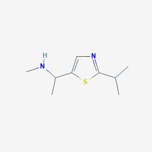 molecular formula C9H16N2S B13971234 1-(2-isopropylthiazol-5-yl)-N-methylethanamine 