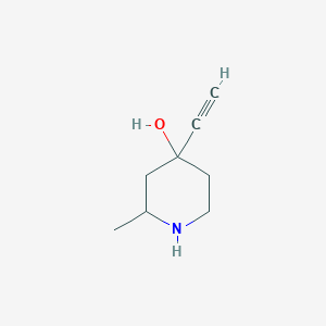 molecular formula C8H13NO B13971316 4-Ethynyl-2-methylpiperidin-4-OL CAS No. 66493-36-5