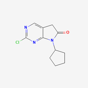molecular formula C11H12ClN3O B13971382 2-Chloro-7-cyclopentyl-5,7-dihydro-6H-pyrrolo[2,3-D]pyrimidin-6-one 