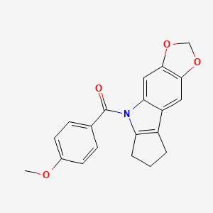 molecular formula C20H17NO4 B13971403 Cyclopenta(b)-1,3-dioxolo(4,5-f)indole, 5,6,7,8-tetrahydro-5-(p-anisoyl)- CAS No. 50332-17-7