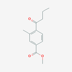 molecular formula C13H16O3 B13971692 Methyl 4-butyryl-3-methylbenzoate 
