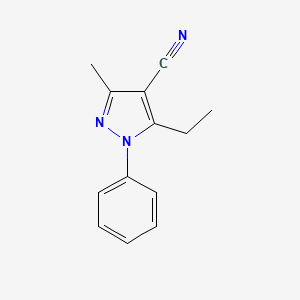 molecular formula C13H13N3 B13971770 5-Ethyl-3-methyl-1-phenyl-1H-pyrazole-4-carbonitrile 