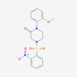 molecular formula C17H17N3O6S B13971831 1-(2-Methoxyphenyl)-4-(2-nitrophenylsulfonyl)piperazin-2-one 