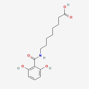 molecular formula C15H21NO5 B13971929 Octanoic acid, 8-[(2,6-dihydroxybenzoyl)amino]- CAS No. 183990-51-4