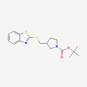 molecular formula C17H22N2O2S2 B13971956 3-(Benzothiazol-2-ylsulfanylmethyl)-pyrrolidine-1-carboxylic acid tert-butyl ester 