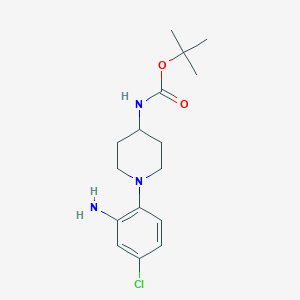 molecular formula C16H24ClN3O2 B13971968 tert-Butyl (1-(2-amino-4-chlorophenyl)piperidin-4-yl)carbamate 