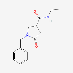 molecular formula C14H18N2O2 B13972052 N-ethyl-5-oxo-1-(phenylmethyl)-3-pyrrolidinecarboxamide CAS No. 91189-06-9