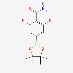 molecular formula C13H16BF2NO3 B1397209 2,6-Difluoro-4-(4,4,5,5-tetramethyl-1,3,2-dioxaborolan-2-yl)benzamide CAS No. 957345-69-6