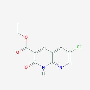 molecular formula C11H9ClN2O3 B1397226 Ethyl 6-chloro-2-hydroxy-1,8-naphthyridine-3-carboxylate CAS No. 1330583-64-6