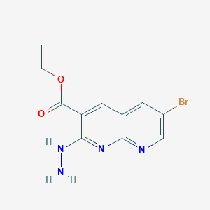 molecular formula C11H11BrN4O2 B1397229 6-溴-2-肼基-1,8-萘啶-3-羧酸乙酯 CAS No. 1335113-09-1