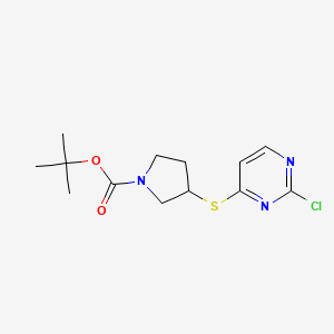molecular formula C13H18ClN3O2S B13972434 3-(2-Chloro-pyrimidin-4-ylsulfanyl)-pyrrolidine-1-carboxylic acid tert-butyl ester 