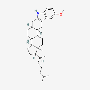 molecular formula C34H51NO B13972456 10-Methoxy-12a,14a-dimethyl-1-(6-methylheptan-2-yl)-1,2,3,3a,3b,4,5,5a,6,7,12,12a,12b,13,14,14a-hexadecahydrocyclopenta[5,6]naphtho[2,1-b]carbazole CAS No. 55493-86-2