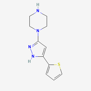 molecular formula C11H14N4S B1397279 1-[3-(2-噻吩基)-1H-吡唑-5-基]哌嗪 CAS No. 1346942-01-5