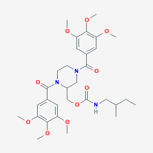 molecular formula C31H43N3O10 B139729 (1,4-Bis(3,4,5-trimethoxybenzoyl)-2-piperazinyl)methyl (2-methylbutyl)carbamate CAS No. 129230-08-6