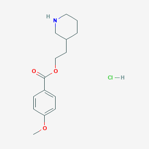 molecular formula C15H22ClNO3 B1397296 2-(3-哌啶基)乙基 4-甲氧基苯甲酸酯盐酸盐 CAS No. 1220021-24-8