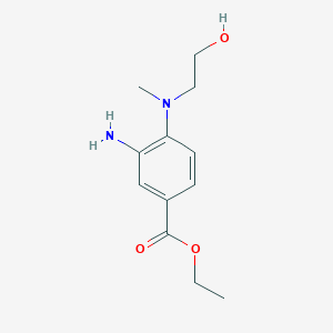 molecular formula C12H18N2O3 B1397317 Ethyl 3-amino-4-[(2-hydroxyethyl)(methyl)amino]-benzoate CAS No. 1219964-70-1