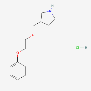 molecular formula C13H20ClNO2 B1397348 3-[(2-Phenoxyethoxy)methyl]pyrrolidine hydrochloride CAS No. 1220034-29-6