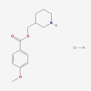 molecular formula C14H20ClNO3 B1397352 3-Piperidinylmethyl 4-methoxybenzoate hydrochloride CAS No. 1220031-96-8