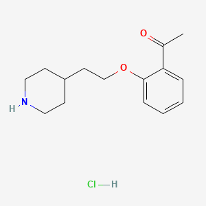 molecular formula C15H22ClNO2 B1397360 1-{2-[2-(4-Piperidinyl)ethoxy]phenyl}-1-ethanone hydrochloride CAS No. 1220031-34-4