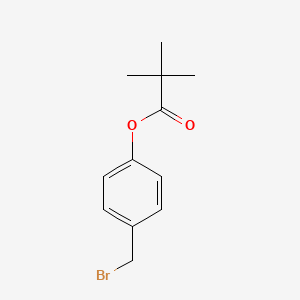 molecular formula C12H15BrO2 B13973720 Propanoic acid, 2,2-dimethyl-, 4-(bromomethyl)phenyl ester CAS No. 58305-26-3