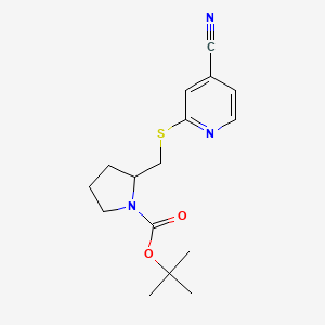 molecular formula C16H21N3O2S B13973837 2-(4-Cyano-pyridin-2-ylsulfanylmethyl)-pyrrolidine-1-carboxylic acid tert-butyl ester 