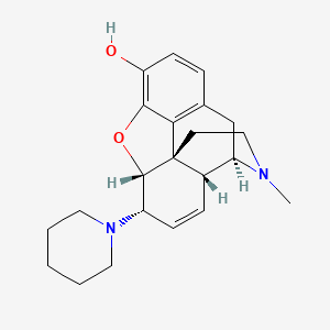 molecular formula C22H28N2O2 B13973838 Morphinan-3-ol, 7,8-didehydro-4,5-alpha-epoxy-17-methyl-6-alpha-piperidino- CAS No. 63732-66-1