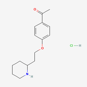molecular formula C15H22ClNO2 B1397386 1-{4-[2-(2-Piperidinyl)ethoxy]phenyl}-1-ethanone hydrochloride CAS No. 1220031-38-8