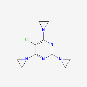 molecular formula C10H12ClN5 B13973927 Pyrimidine, 2,4,6-tris(1-aziridinyl)-5-chloro- CAS No. 13922-83-3