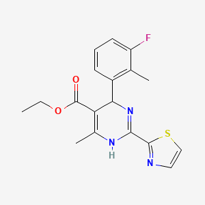 molecular formula C18H18FN3O2S B13973936 Ethyl 4-(3-fluoro-2-methylphenyl)-6-methyl-2-(thiazol-2-yl)-1,4-dihydropyrimidine-5-carboxylate 