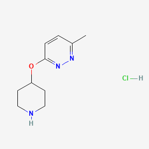 molecular formula C10H16ClN3O B13973955 3-Methyl-6-(piperidin-4-yloxy)pyridazine hydrochloride 