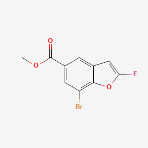 molecular formula C10H6BrFO3 B13973998 Methyl 7-bromo-2-fluorobenzofuran-5-carboxylate 