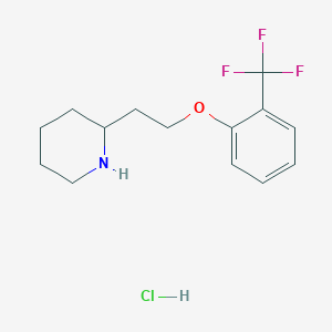 molecular formula C14H19ClF3NO B1397408 2-{2-[2-(Trifluoromethyl)phenoxy]ethyl}piperidine hydrochloride CAS No. 1219982-12-3