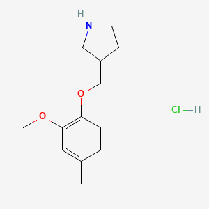 molecular formula C13H20ClNO2 B1397410 3-[(2-Methoxy-4-methylphenoxy)methyl]pyrrolidine hydrochloride CAS No. 1219964-01-8