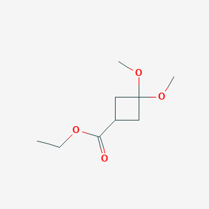 molecular formula C9H16O4 B13974322 Ethyl 3,3-dimethoxycyclobutanecarboxylate CAS No. 115118-69-9