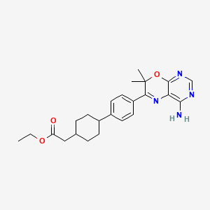 molecular formula C24H30N4O3 B1397436 Ethyl 2-(4-(4-(4-amino-7,7-dimethyl-7H-pyrimido[4,5-b][1,4]oxazin-6-yl)phenyl)cyclohexyl)acetate CAS No. 701232-19-1