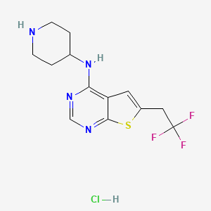 molecular formula C13H16ClF3N4S B13974384 N-(piperidin-4-yl)-6-(2,2,2-trifluoroethyl)thieno[2,3-d]pyrimidin-4-amine hydrochloride 