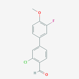 molecular formula C14H10ClFO2 B1397446 2-Chloro-4-(3-fluoro-4-methoxyphenyl)benzaldehyde CAS No. 716344-23-9