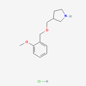 molecular formula C13H20ClNO2 B1397470 3-{[(2-Methoxybenzyl)oxy]methyl}pyrrolidine hydrochloride CAS No. 1220036-77-0